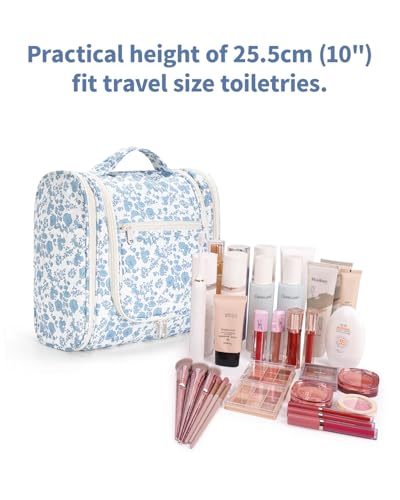 Narwey Large Hanging Toiletry Bag – Blue Flower Travel Organizer