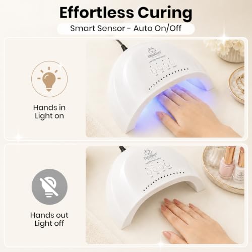 Beetles UV Nail Lamp - 1 Count, Smart Sensor with 3 Timer Settings for Gel Nails - White