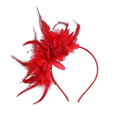Eforcase Red Feather 1920s Flapper Headband Great Gatsby Party Accessory