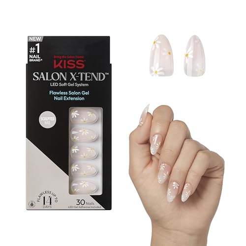 KISS Salon X-tend Press-On Nails - Red Flags Light Pink Almond Medium