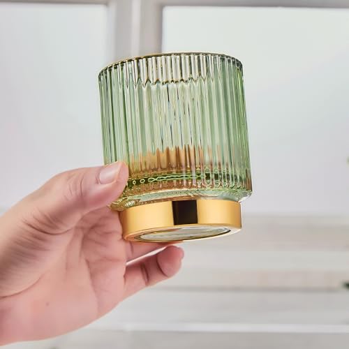 Vintage Glass Makeup Brush Organizer & Toothbrush Holder - Green, Small