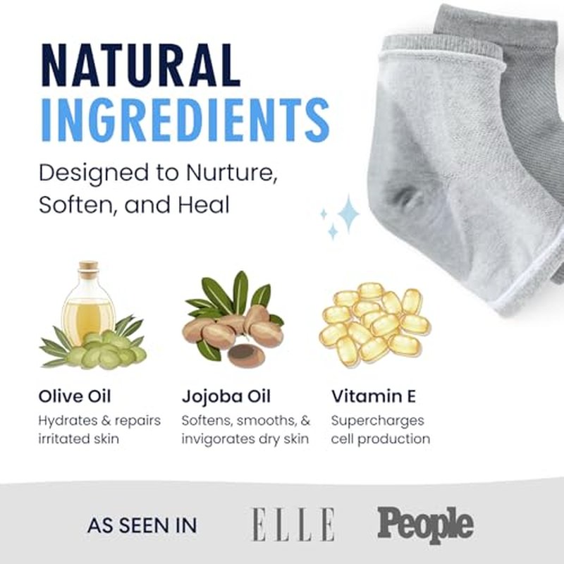 Dr. Frederick's Original Moisturizing Heel Socks for Dry Cracked Heels Treatment - Infused with Olive Oil, Jojoba Oil and Vitamin E - 2 Pairs - Self Care Gifts for Women & Men - Original Formula