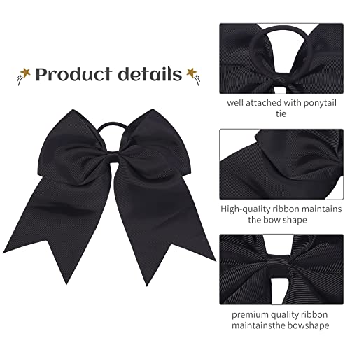 8 Inch Cheer Hair Bows - 2 Pack Large Bows for Girls with Ponytail Holder