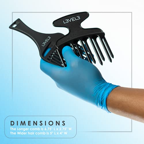 Large Level 3 Hair Pick Comb Set - Professional Salon Quality, Rounded Tips, 2 Pack