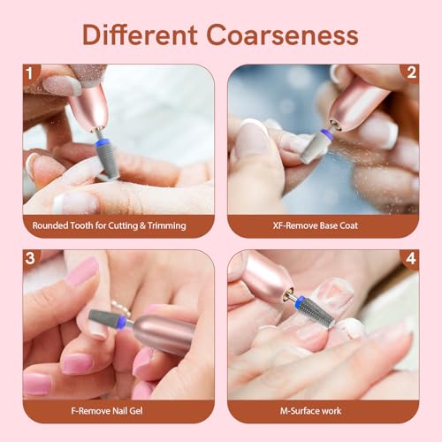 5 in 1 Medium Grit Tungsten Nail Drill Bit for Acrylic & Gel