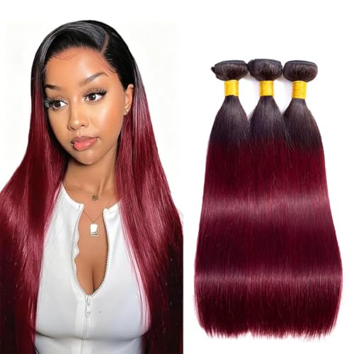 Luxvogue 26-30 Inch Burgundy T1B/99J Human Hair Bundles