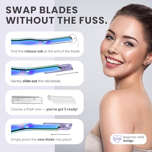 Jungle Culture Dermaplaning Tool - Reusable Facial Razor with 5 Blades