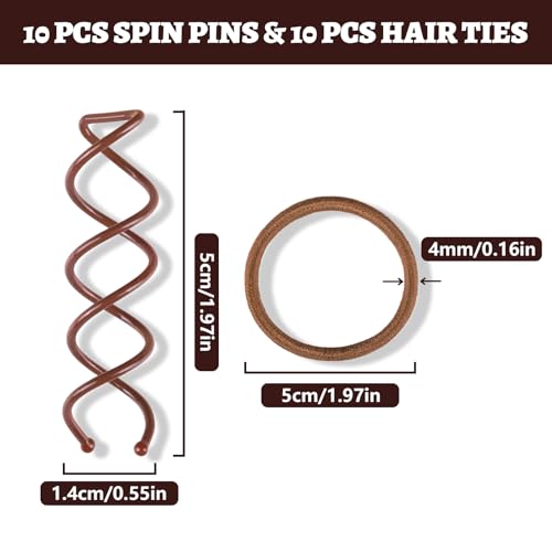 Teenitor 20Pcs Spiral Hair Pins & Ties for Effortless Buns