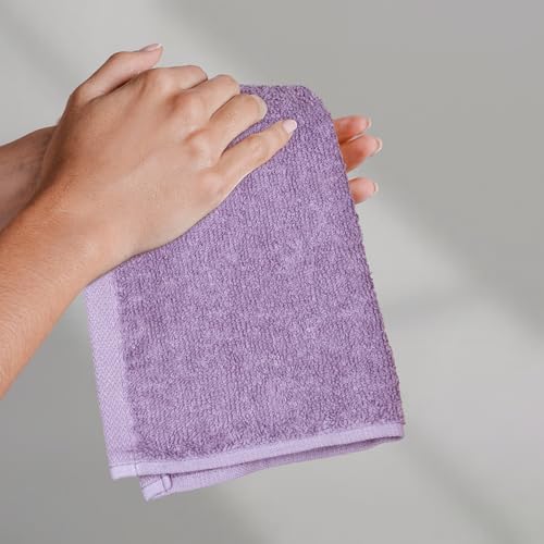 Amazon Basics Lavender Cotton Washcloths, 24-Pack, 12x12 Inches