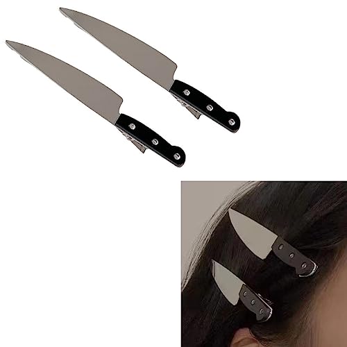 Mini Knife Hair Clips Set – Gothic Punk Barrettes, 2Pcs Hair Accessories for Women & Girls