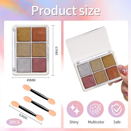 Puyokinm Style-2 Chrome Nail Powder Set 6-Color Holographic Mirror Glitter for Manicure