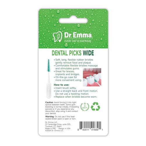 Dr. Emma Mint Dental Picks - Soft Rubberized Floss Picks, 100 Ct (Pack of 4)