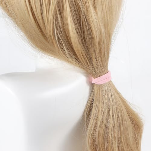 100 Pack Light Pink No-Damage Hair Ties for Women - Elastic Ponytail Holders