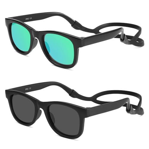 LIU·WEN Polarized Baby Sunglasses, 40mm Flexible Infant Shades, 0-18 Months