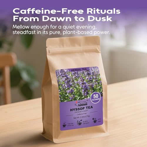 FullChea Hyssop Tea Bags - 50 Count Herbal Infusion, Caffeine-Free