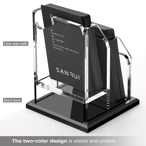 SANRUI Black Acrylic Business Card Holder - 2 Slot, 120 Card Capacity