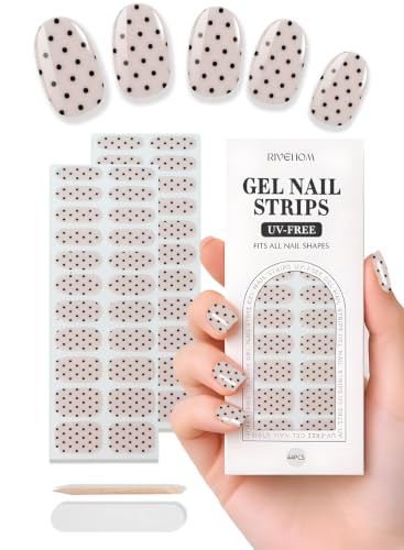 Pink Polka Dot Gel Nail Strips - 44 Pcs, No UV Light Needed, Long Lasting & Easy Apply