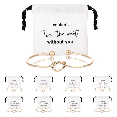 Bridesmaid Bracelet Gift Set with Drawstring Bags - 6 Knot Bracelets