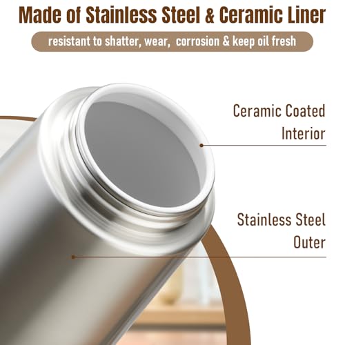 PARACITY 16oz Stainless Steel Oil Sprayer & Dispenser - 2-in-1 with Anti-Drip Nozzle
