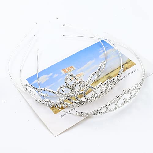 Cinaci 5 Pack Sparkly Rhinestone Silver Metal Headbands for Women Girls Brides - Variation S2