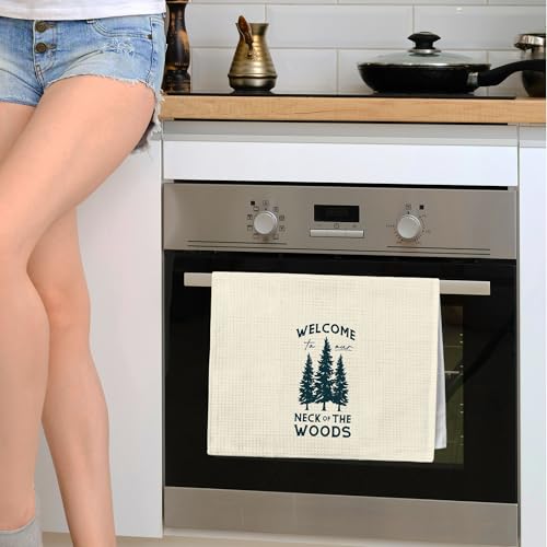 Rustic Forest Welcome Kitchen Towels - Soft Polyester Hand Towels for Cabin & Lodge Decor, 16"x24"
