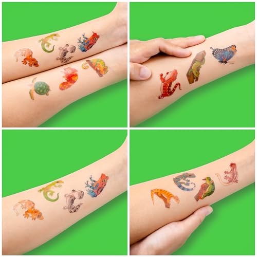 60 PCS Vibrant Reptile Temporary Tattoos for Kids' Parties