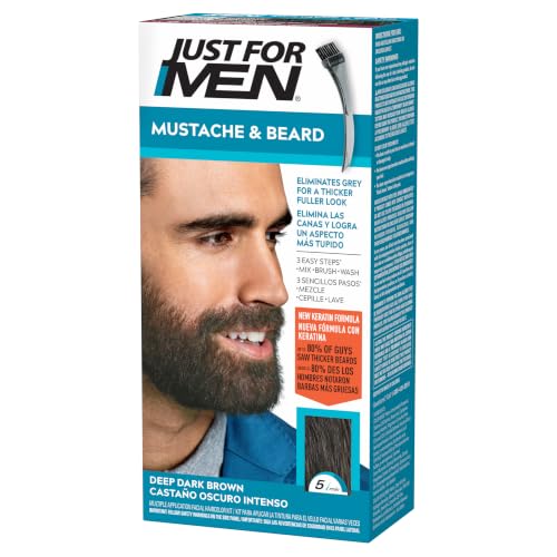 Just For Men Mustache & Beard Dye, Deep Dark Brown M-46 - Keratin Enriched