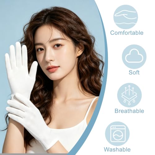 30 Pcs White Cotton Gloves for Eczema Relief & Moisturizing