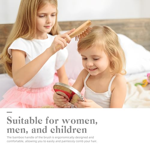 3-Piece Bamboo Hair Brush Set - Anti-Static Natural Bristle Scalp Massager