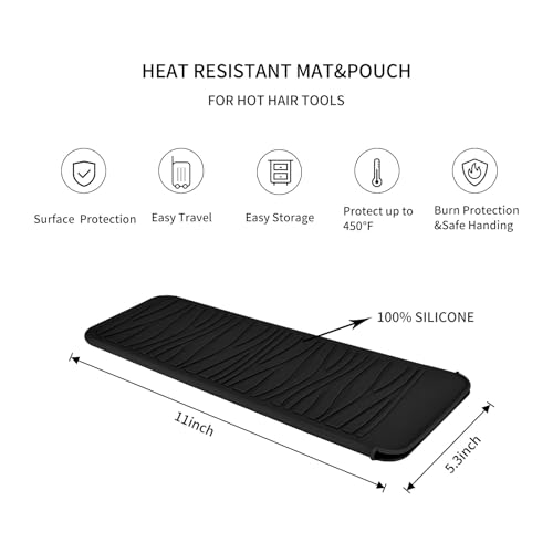 Heat Resistant Silicone Mat for Hair Tools - 450°F Anti-Slip