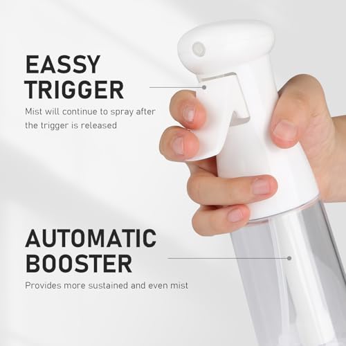Bealee Black & White Continuous Fine Mist Spray Bottles for Hair & Household 2 Pack 6.8 Oz