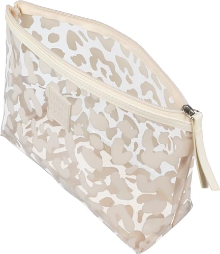 Tender Love + Carry Medium Beige Leopard Holdall – Water-Resistant Clear Toiletry Travel Bag