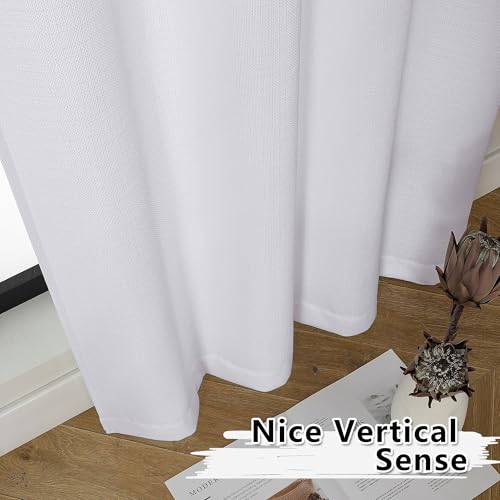 Gwine White Faux Linen Curtains - 30 Inch Length, 2 Panels