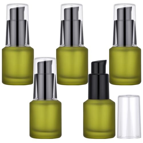 Segbeauty 15ml Frosted Glass Travel Pump Bottles - 5 Pack Refillable