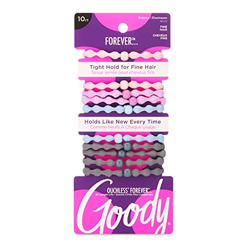 Goody Ouchless Forever Hair Elastics for Fine Hair, 10 Ct