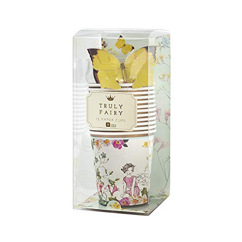 Talking Tables Fairy Paper Party Cups with Butterfly Trim - 12 Pack, 9 oz