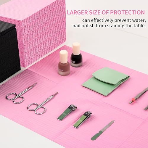 160pcs Pink Disposable Nail Mats - 3 Ply Waterproof Nail Practice Sheets