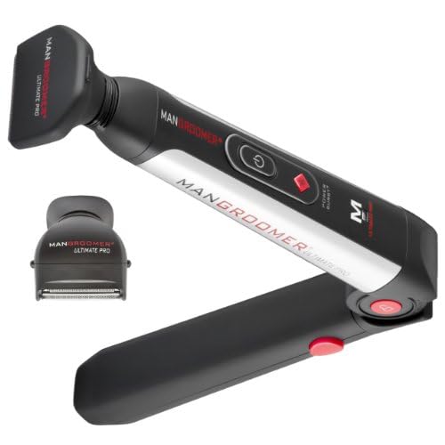 MANGROOMER Ultimate Pro Back Shaver with 2 Shock Absorber Flex Heads, Black and Red, 1 Count