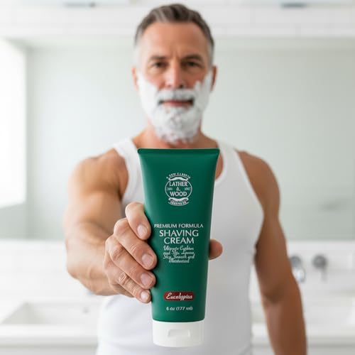 Lather & Wood Eucalyptus Shaving Cream for Men - 6oz Premium Smooth Lather
