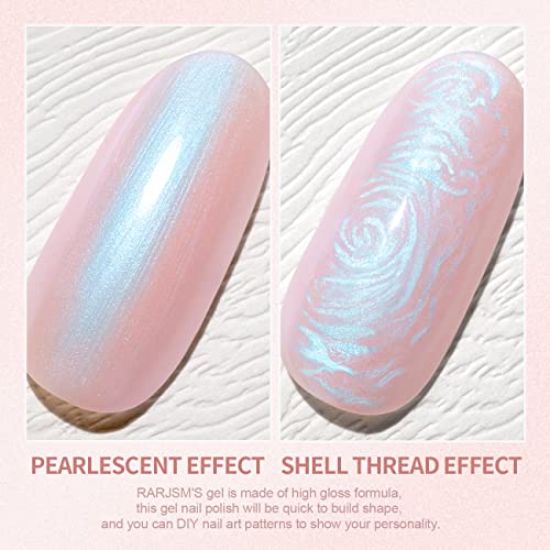RARJSM Light Pink Pearl Gel Nail Polish - Iridescent Mermaid Effect 7.5ML