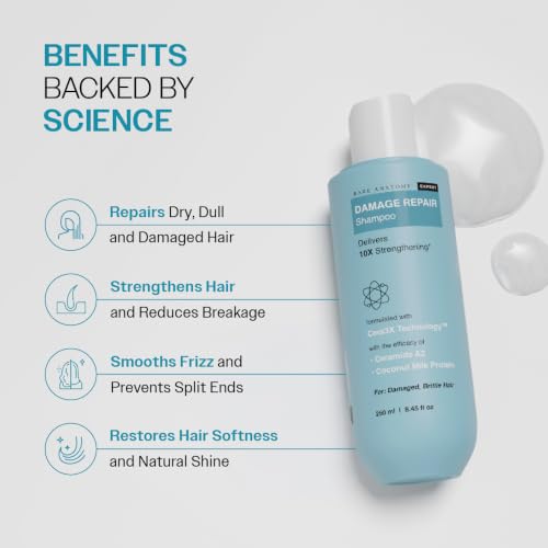 Bare Anatomy Damage Repair Hair Shampoo 8.4 Fl Oz – Strengthening & Damage Reversal for Damaged, Dry, Frizzy Hair