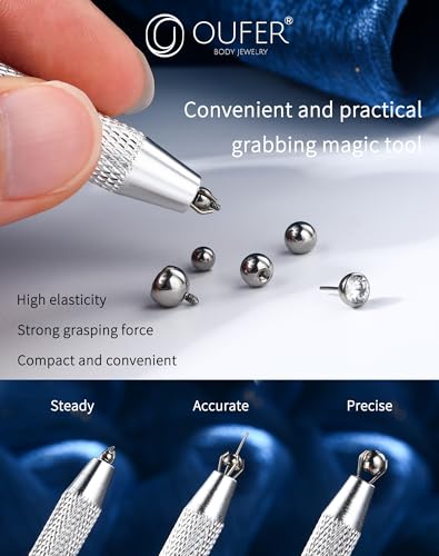 OUFER Piercing Ball Grabber Tool for 16G 18G Earrings & Body Piercing