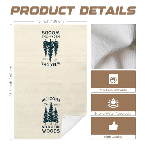 Rustic Forest Welcome Kitchen Towels - Soft Polyester Hand Towels for Cabin & Lodge Decor, 16"x24"