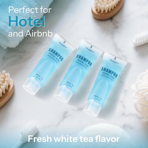 30 Pack Travel Size Shampoo, 1 oz White Tea Scent for Guests & Hospitality