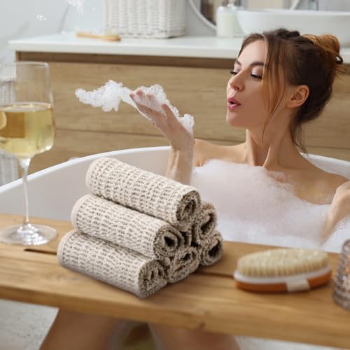 Batiyeer 6-Pack Natural Sisal Exfoliating Washcloths for Skin Care