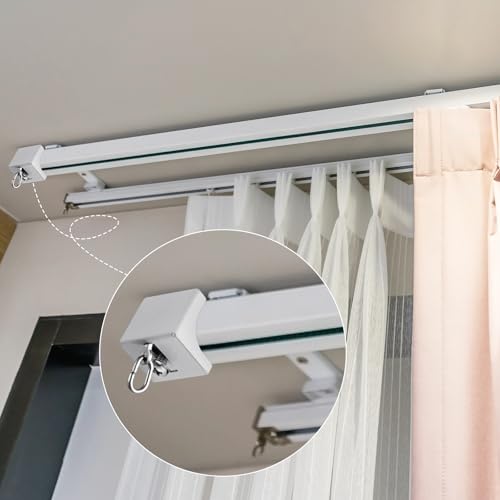 Zonon 4 Pcs White Ceiling Curtain Track End Caps - Quiet Drapery Stops