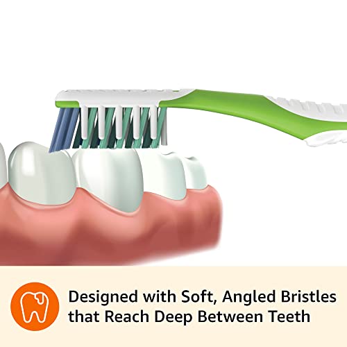 Amazon Basics MultiPro Soft Toothbrushes with Angled Bristles - 4 Count