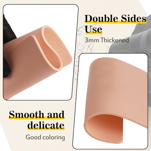 Romlon 10pcs 3MM Tattoo Practice Skin - Double-Sided Fake Skin 7.4x5.6"