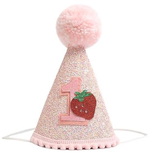 Handcrafted Strawberry Birthday Hat - Pink Party Headwear for 1st Birthday