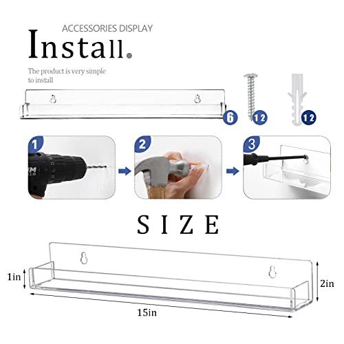15-Inch 6Pcs Acrylic Nail Polish Wall Rack Organizer for Salon & Home Storage